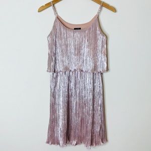NWT Rue21 pink metallic shimmer tiered accordian dress, sizes S and XL